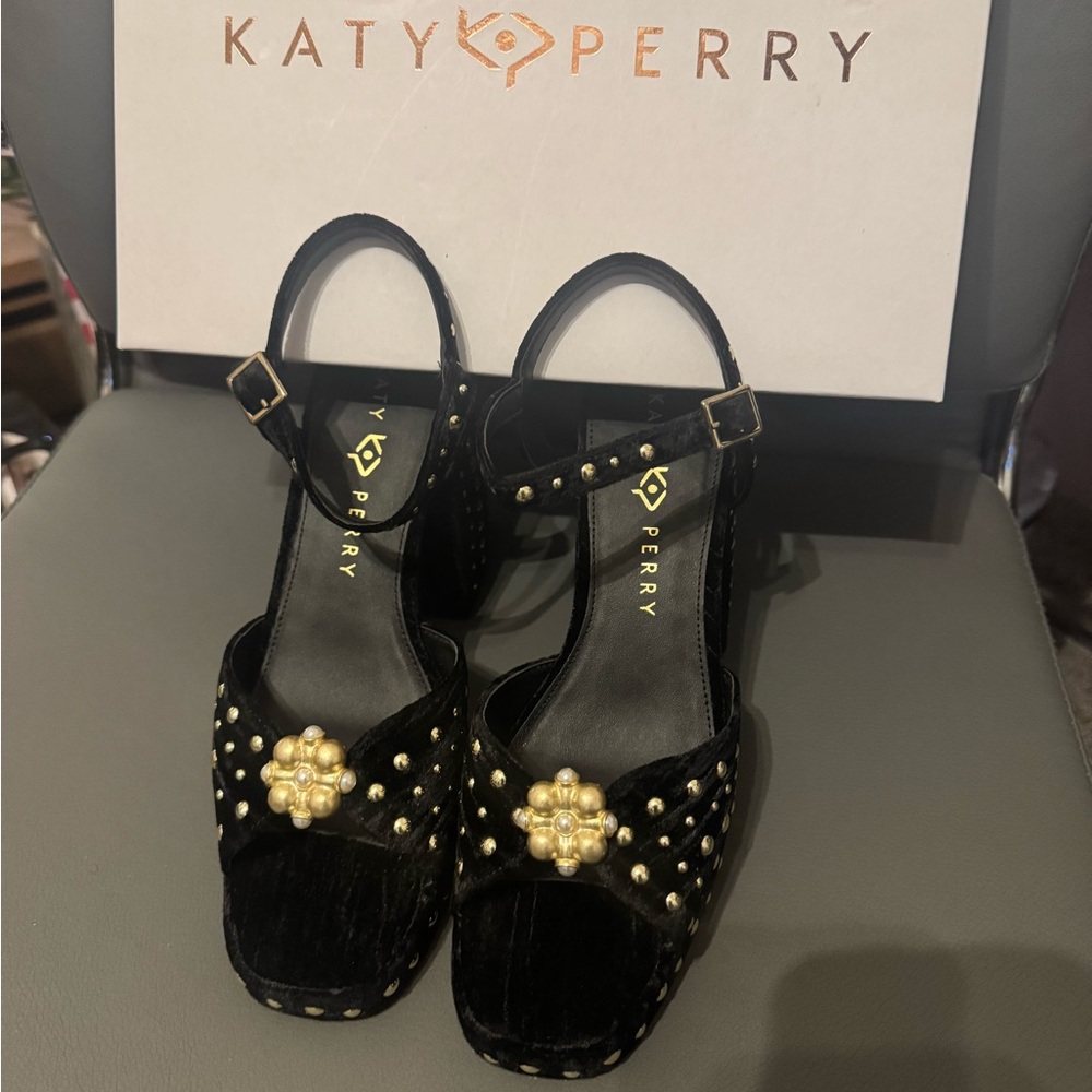 Katy Perry Collections Black and Gold Sandals